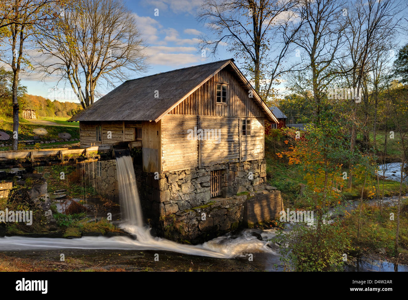 Rustic mill building in Halland, Sweden, Europe Stock Photo