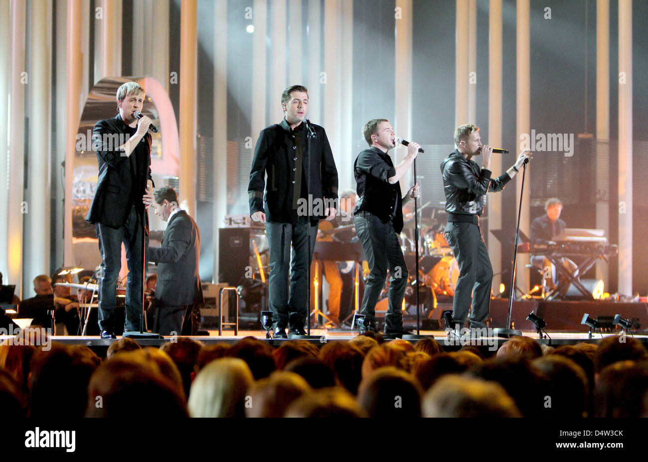 The band Westlife performs during the Nobel Peace Prize Concert at the Oslo Spektrum in Oslo, Norway, 11 December 2009. The concert honours this year's Nobel Peace Prize laureate Barack Obama, President of the United States. Photo: Patrick van Katwijk Stock Photo