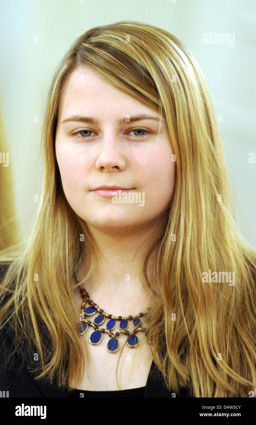 Austrian Natascha Kampusch pictured prior to the presentation of the German television station 'NDR's' documentary 'Natascha Kampusch - 3096 days imprisonment' ('Natascha Kampusch - 3096 Tage Gefangenschaft') in Hamburg, Germany, 14 December 2009. In the documentary, which will air on 25 January 2010, 21-year-old Kampusch grants insight into her imprisonment, gives an account of he Stock Photo