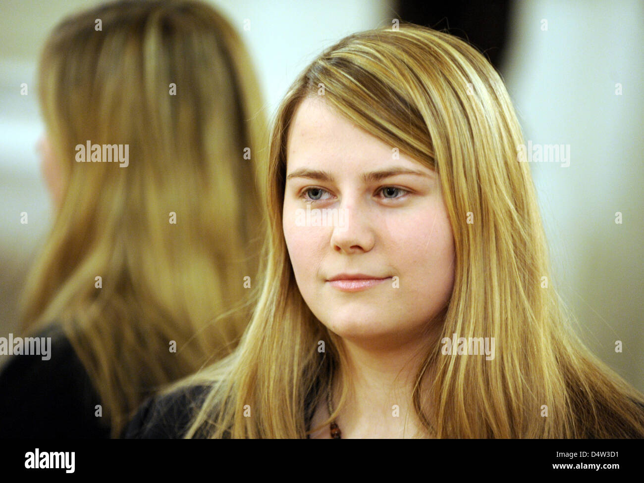 Austrian Natascha Kampusch pictured prior to the presentation of the German television station 'NDR's' documentary 'Natascha Kampusch - 3096 days imprisonment' ('Natascha Kampusch - 3096 Tage Gefangenschaft') in Hamburg, Germany, 14 December 2009. In the documentary, which will air on 25 January 2010, 21-year-old Kampusch grants insight into her imprisonment, gives an account of he Stock Photo