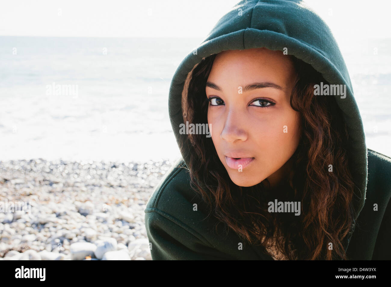 girl wearing black hoodie