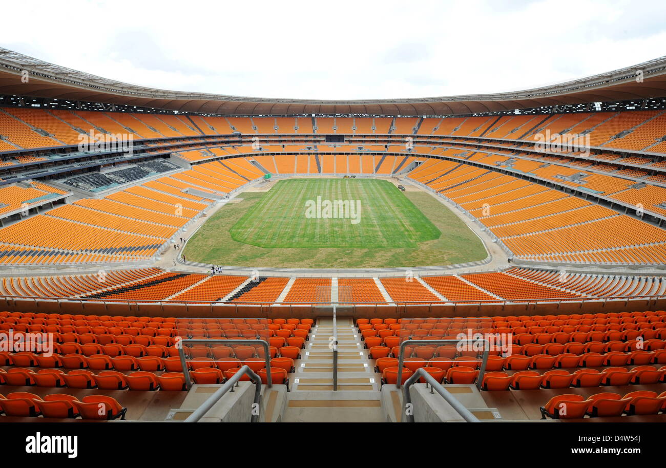 View over empty Soccer City stadium in Johannesburg, South Africa, 13