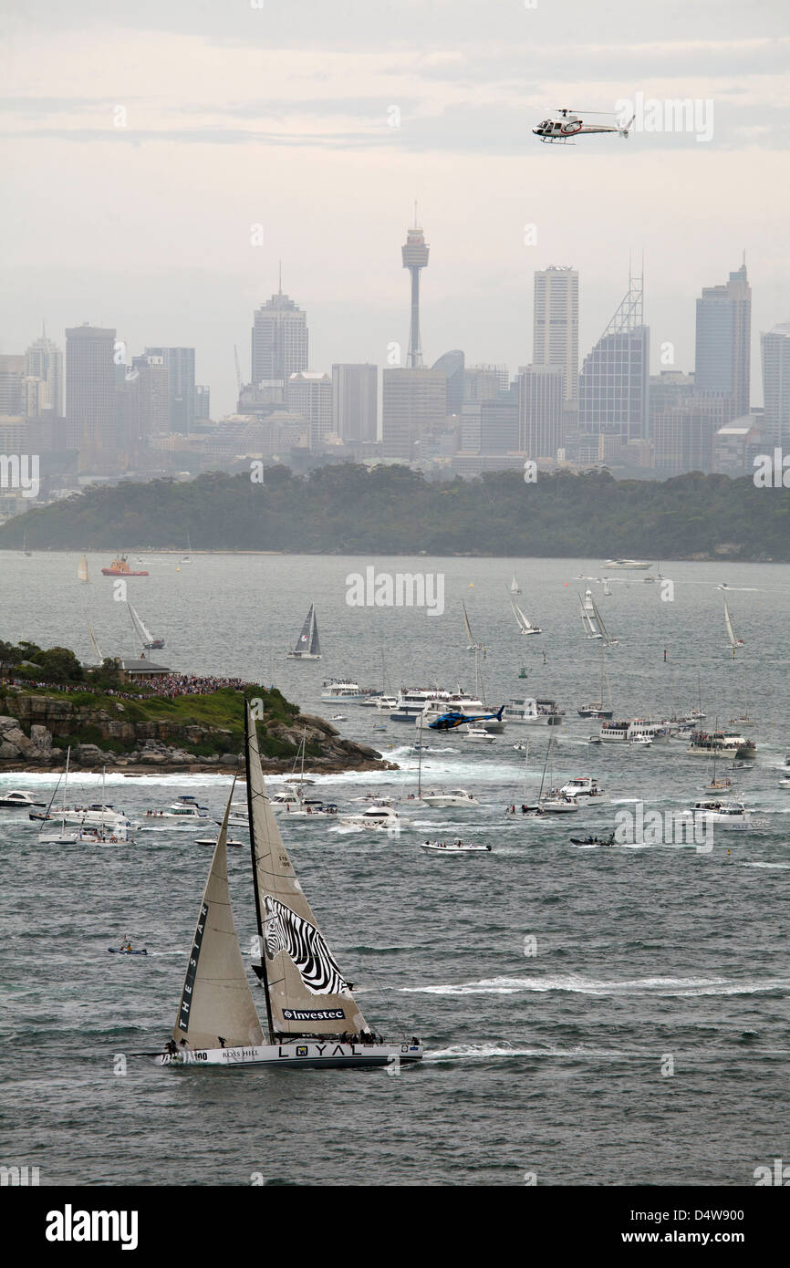 View of the Rolex 2011 Sydney to Hobart Yacht Race from North Head Sydney Australia Stock Photo