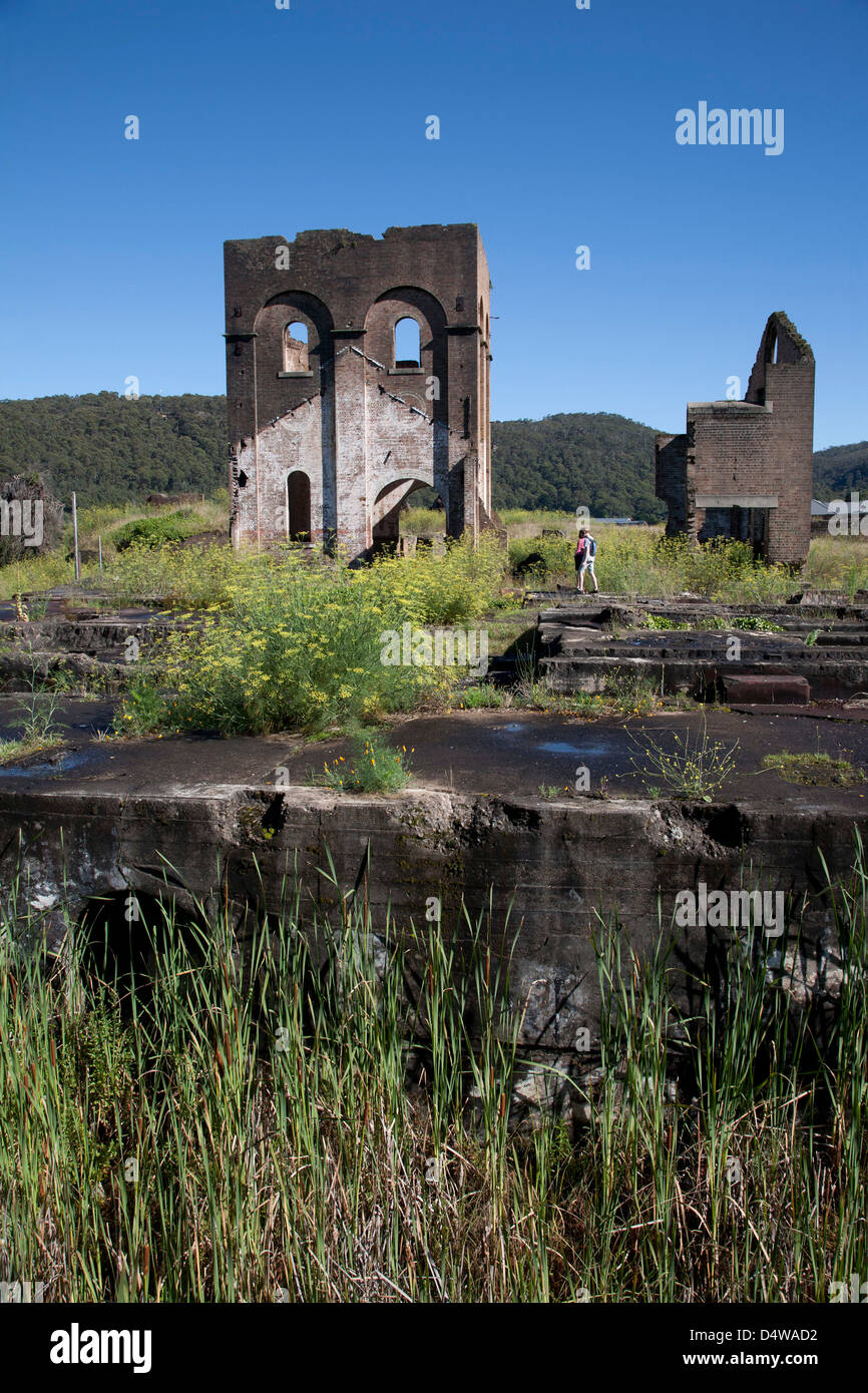 Remains of the first commercial steel making blast furnace operated in Australia at  Lithgow Australia. Stock Photo