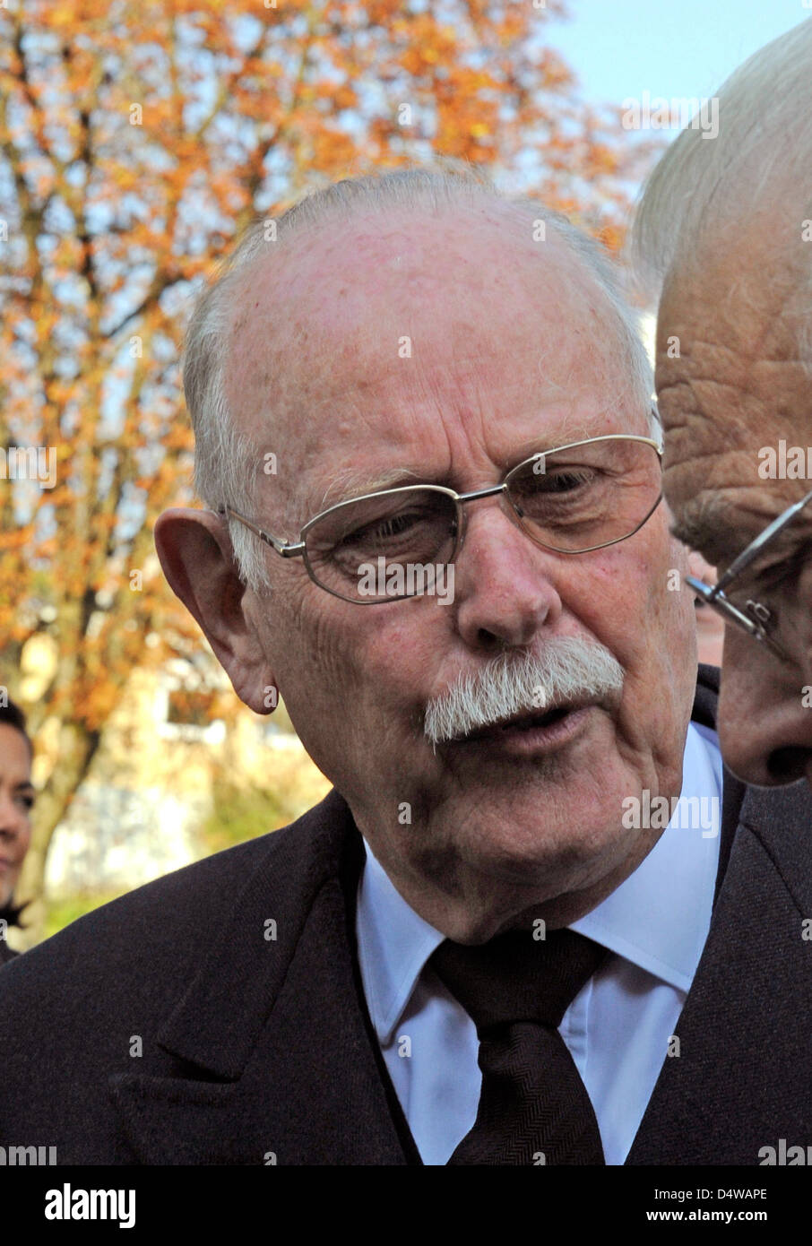 Maximilian, Prince of Baden (L) arrives for the funeral service of