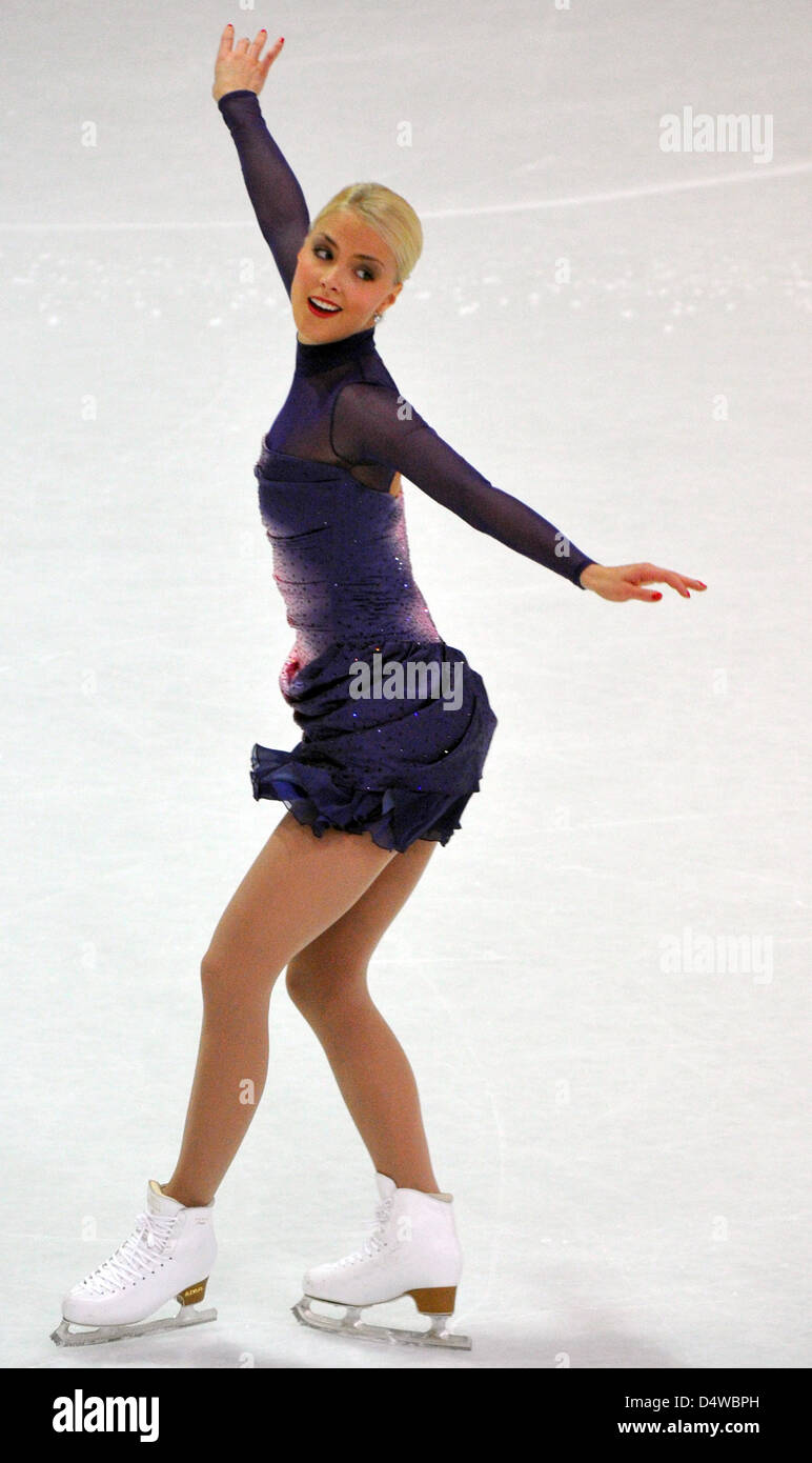 Kiira Korpi from Finland dances her free programme at the Nebelhorn Trophy in Oberstdorf, Germany, 24 September 2010. She won the competition. The Nebelhorn Trophy takes place until 25 September and is the first major competition of the new season. Photo: Stefan Puchner Stock Photo