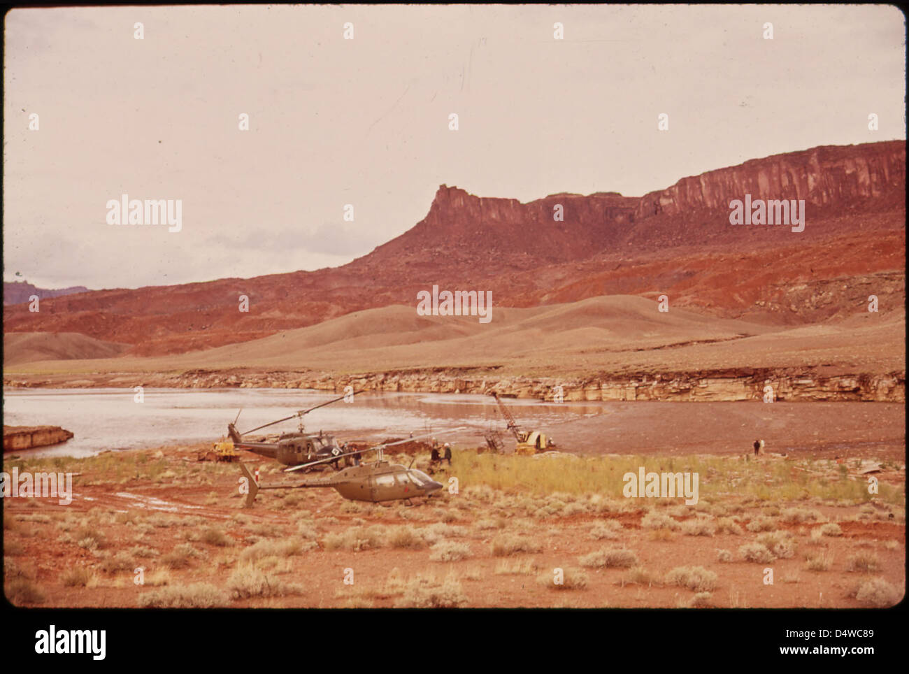 Looking East over Oil Spill Clean Up Operation Area in Monument Valley, Utah, 10/1972 Stock