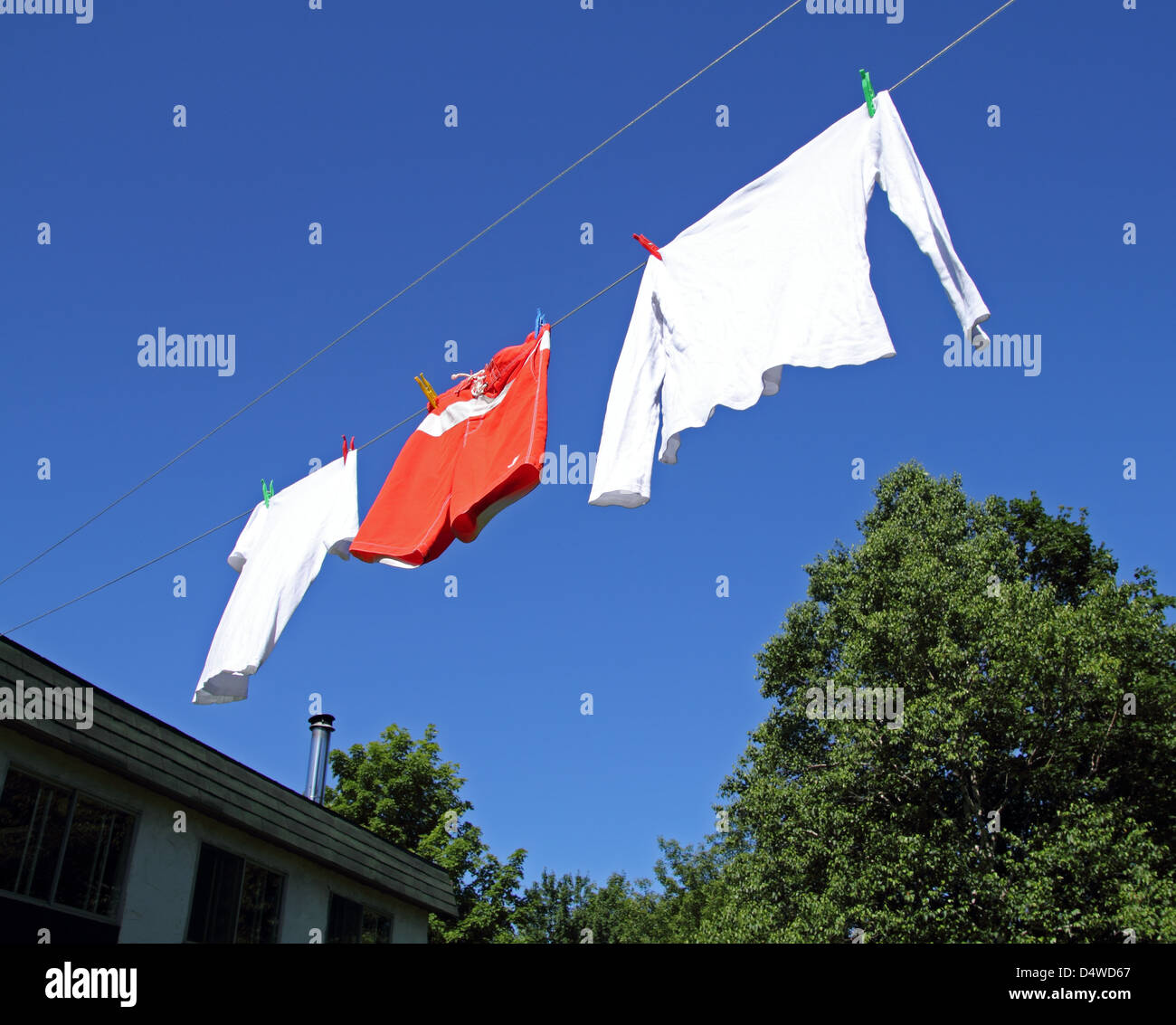 colorful clothesline Stock Photo