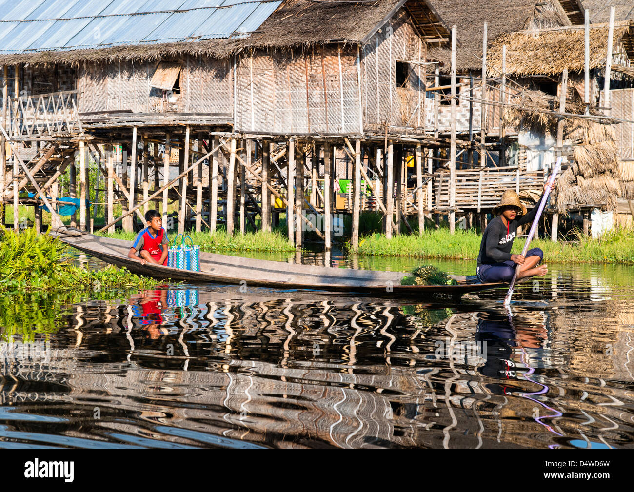 Traditional stilt village, Inle Lake, Burma Stock Photo Alamy