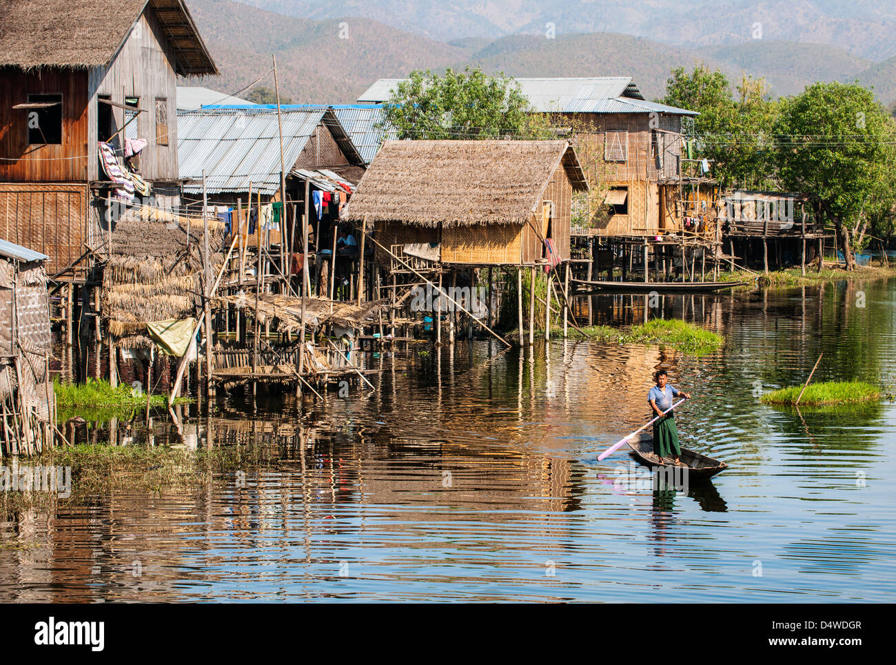 Traditional stilt village, Inle Lake, Burma Stock Photo Alamy