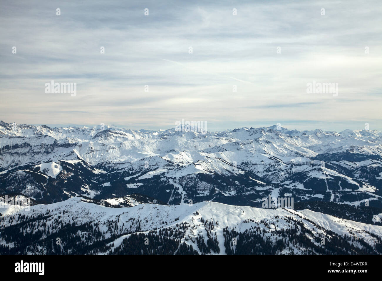 Aerial view of snowy mountains Stock Photo - Alamy
