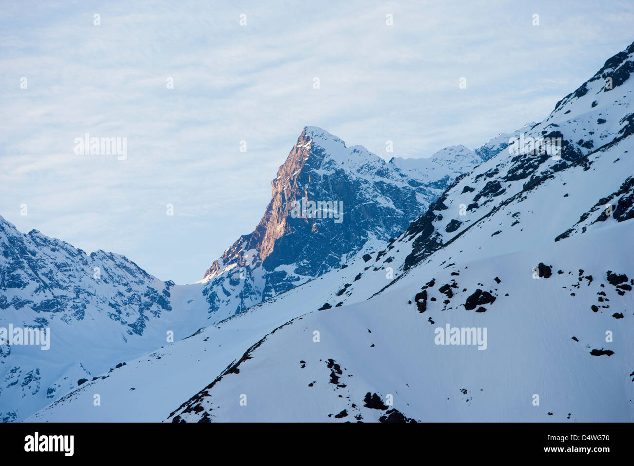 Aerial view of snowy mountains Stock Photo - Alamy