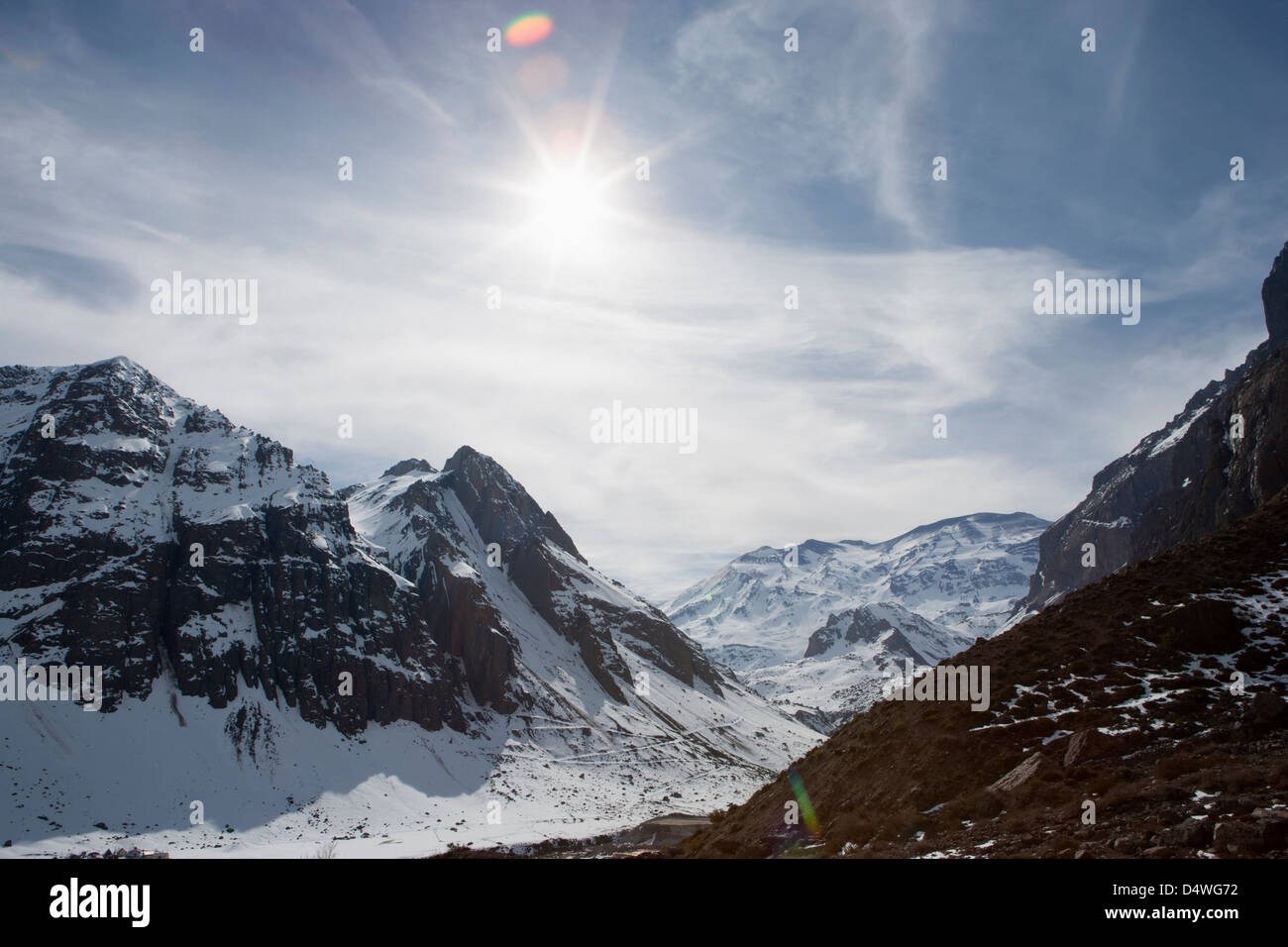 Aerial view of snowy mountains Stock Photo - Alamy