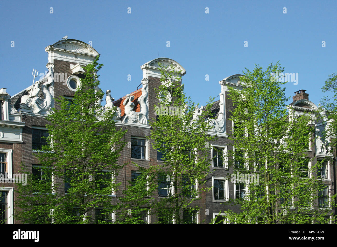 The Netherlands Holland Amsterdam Herengracht 504-510 Neptune Neck Gable Golden Age 17th century Stock Photo