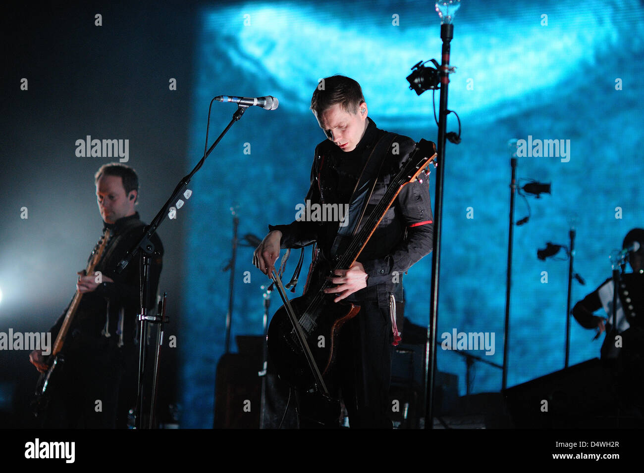 BARCELONA - FEB 16: Sigur Ros band performs at St. Jordi Club on February 16, 2013 in Barcelona, Spain. Stock Photo