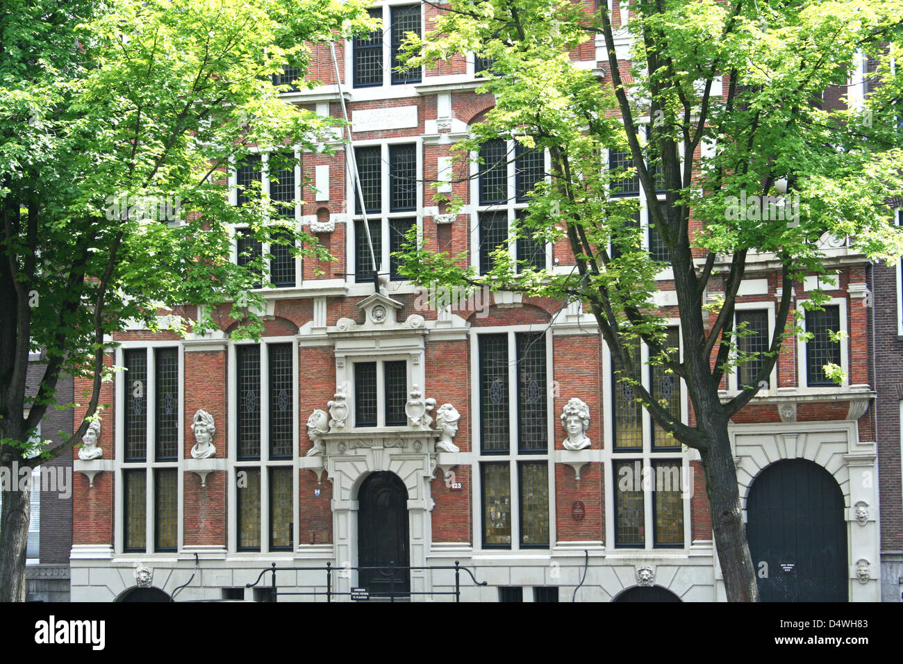 The Netherlands Holland Amsterdam Keizersgracht 123 House with the Heads 1622 Architecture Amsterdam renaissance Stepped Gable Stock Photo