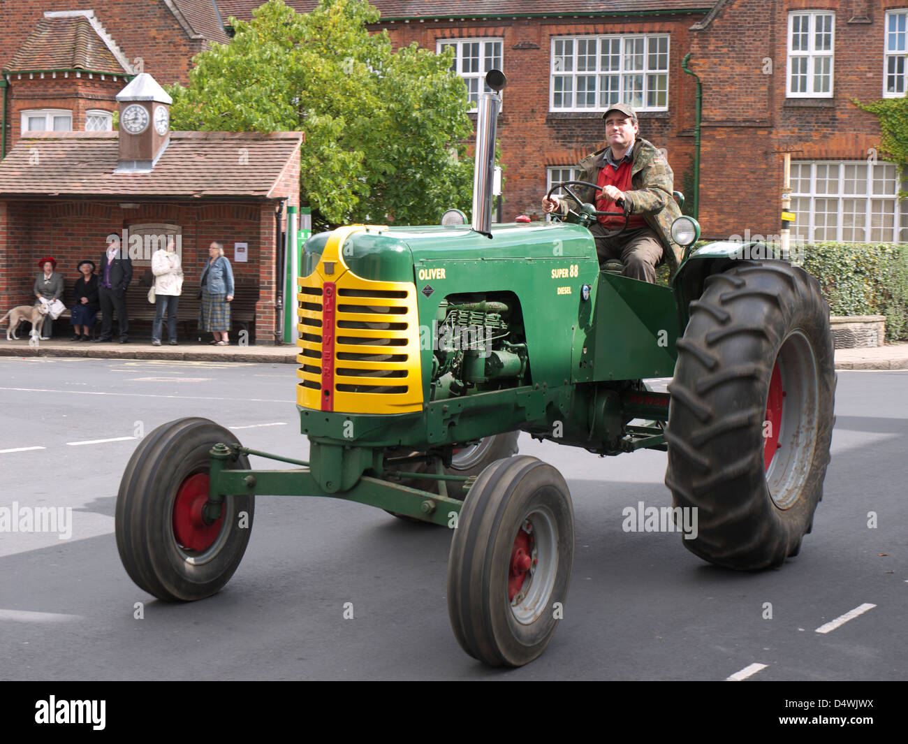 Vintage Oliver Super 88 tractor on a road run, Holt, Norfolk Stock Photo