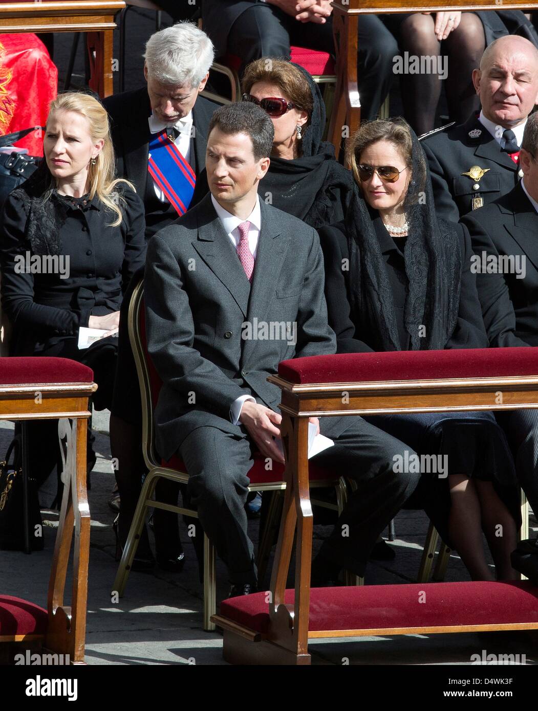 Vatican City, Rome, Italy. 19 March 2013. Prince Alois and Princess Sophie of Liechtenstein attend the inauguration mass of Pope Francis in Vatican City, 19 March 2013. Photo: Patrick van Katwijk /dpa/Alamy Live News/ NETHERLANDS AND FRANCE: OUT Stock Photo