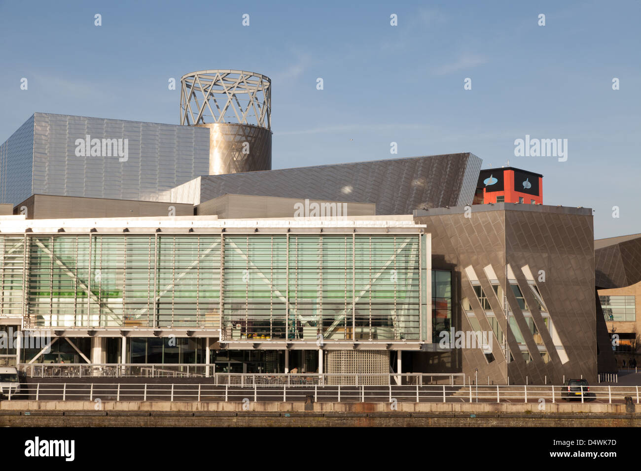 The Lowry is a theatre and  art gallery complex situated on Pier 8 at Salford Quays, in Salford, Greater Manchester, England. Stock Photo