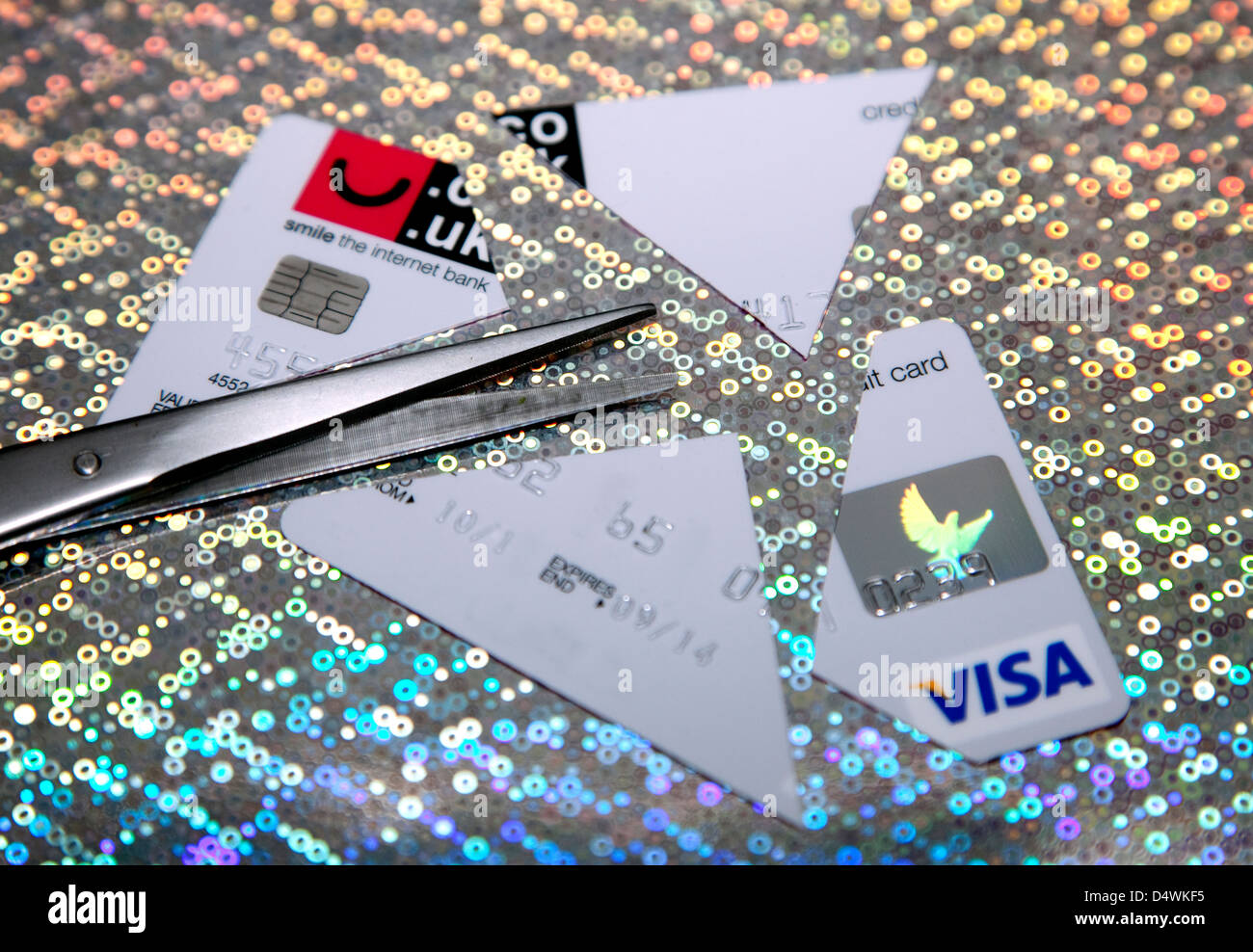 Cutup credit card, London Stock Photo Alamy