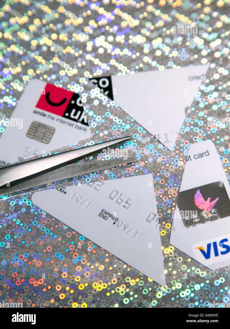 Cutup credit card, London Stock Photo Alamy