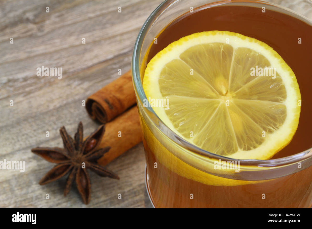 Lemon tea, cinnamon sticks and staranise Stock Photo Alamy