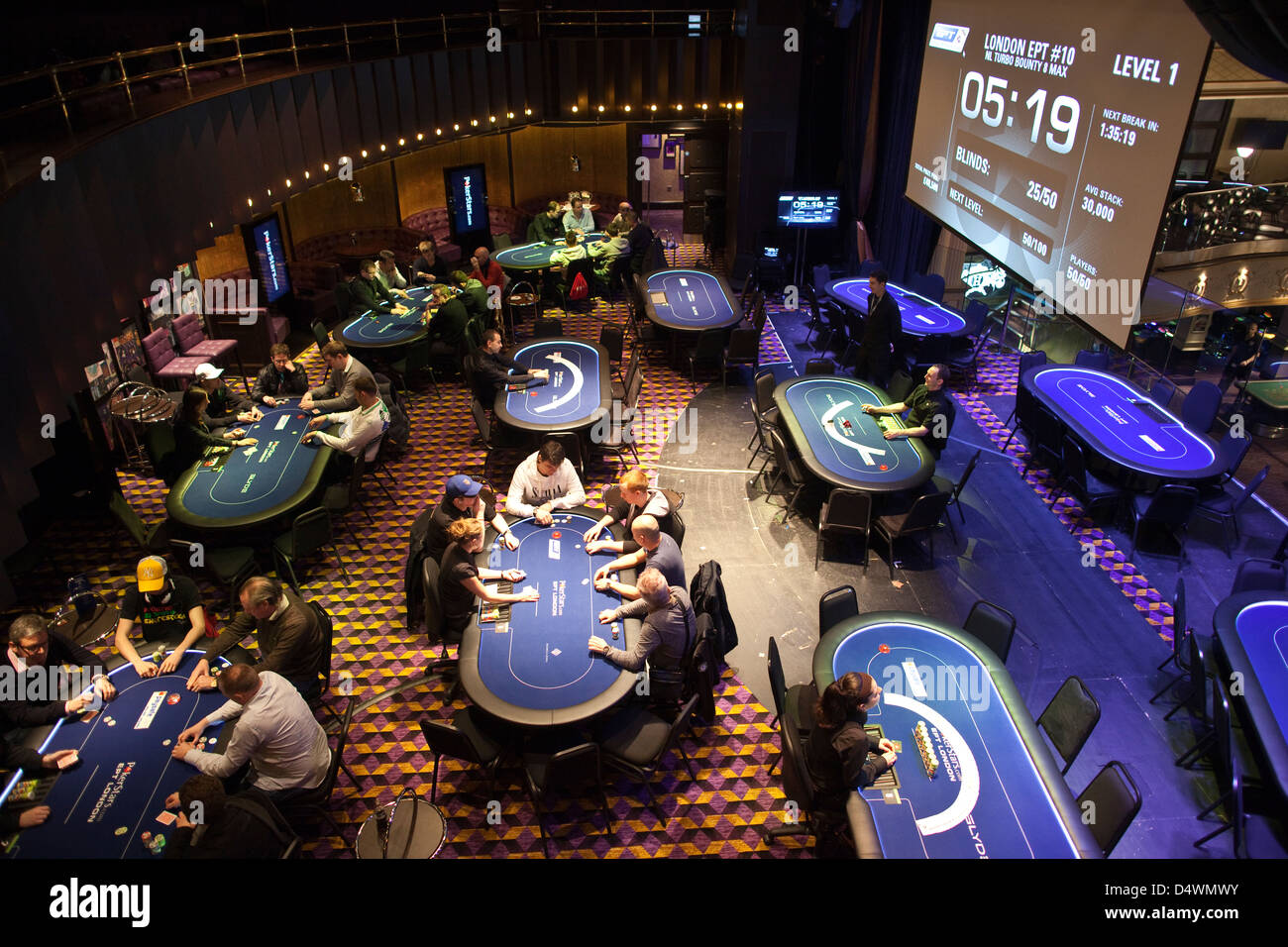 PokerStars poker room at the Hippodrome Casino bringing 24-hour poker to London, Leicester Square, London, UK Stock Photo