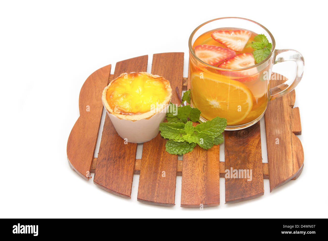 Tea break,fruit tea with Parsley and Egg tarts Stock Photo Alamy