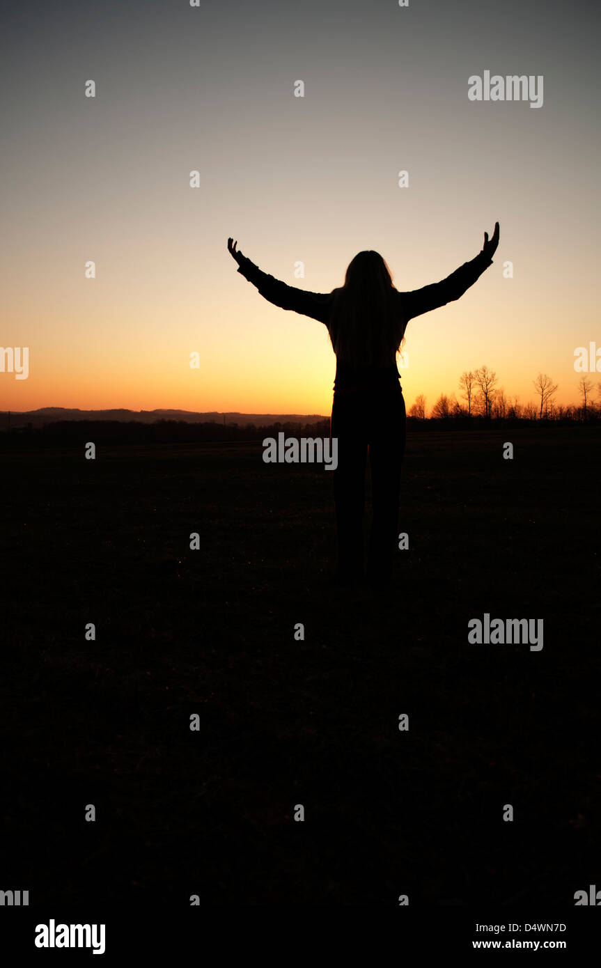 Woman joy silhouette hi-res stock photography and images - Alamy