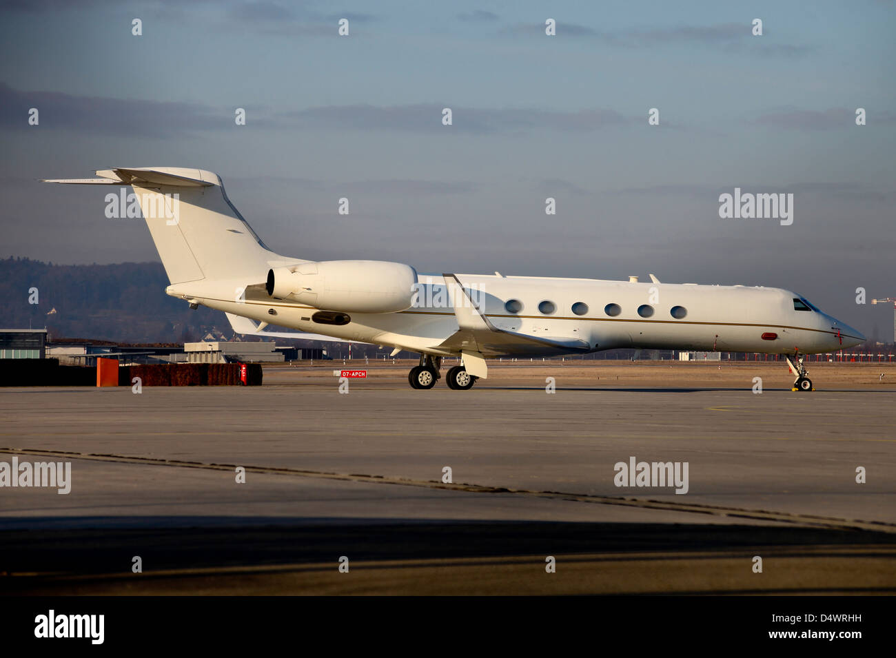 Stuttgart Airfield, Germany - VIP Jet C-37A of Supreme Headquarters Allied Powers Europe, United States Air Forces in Europe. Stock Photo
