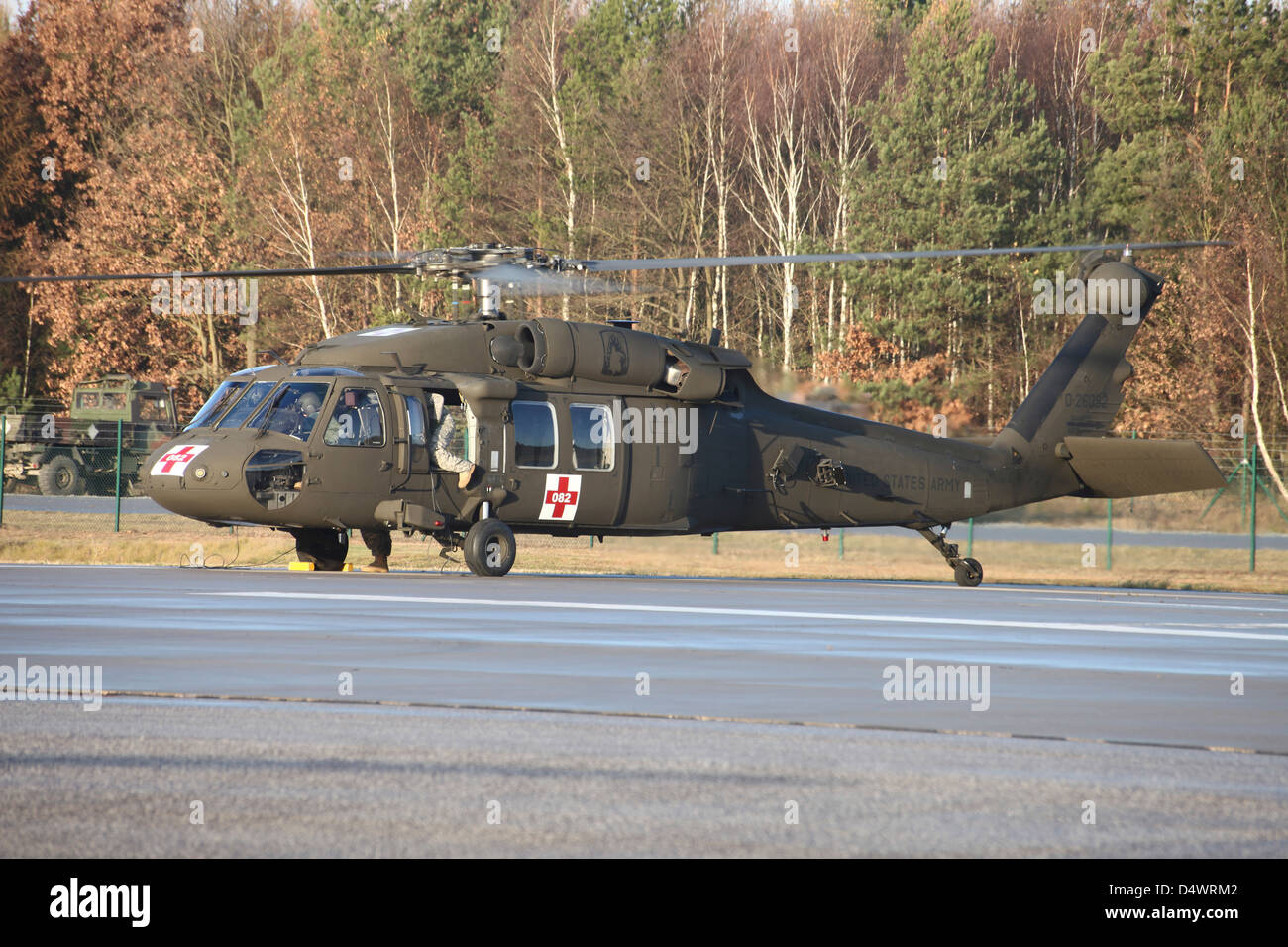 A U.S. Army UH-60L Blackhawk at the Letzlingen Army Training Center, Germany. Stock Photo
