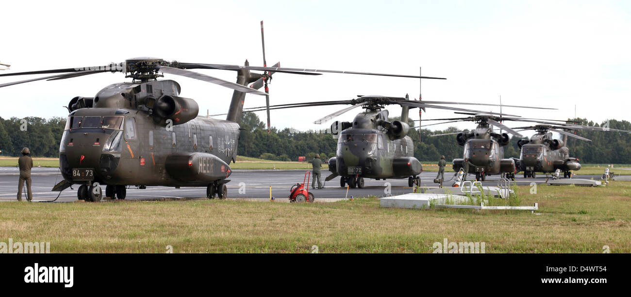 German Army CH-53G helicopters, Rheine-Bentlage Airfield, Germany. Stock Photo