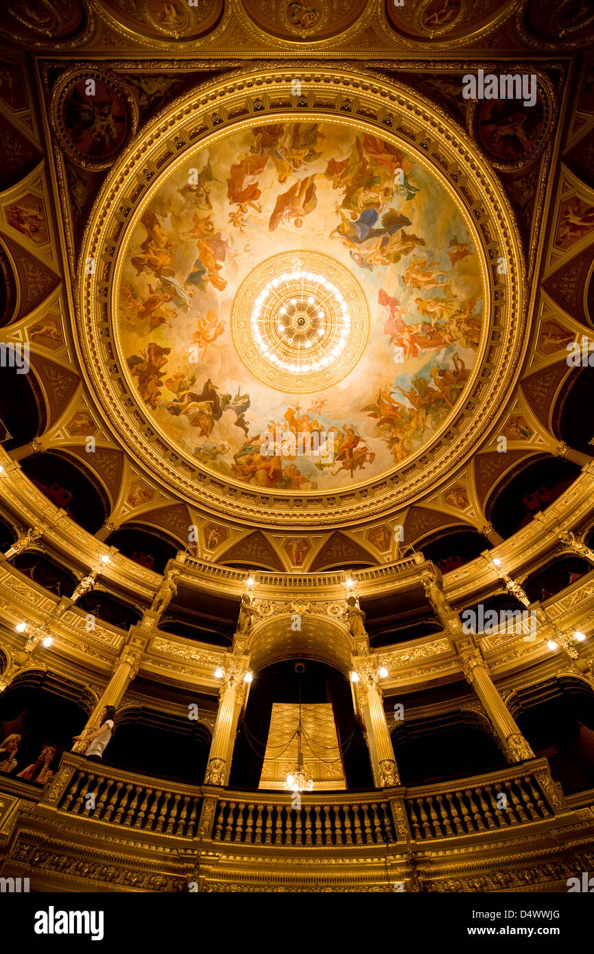 Interior Of The Budapest Opera House Auditorium And Ceiling With