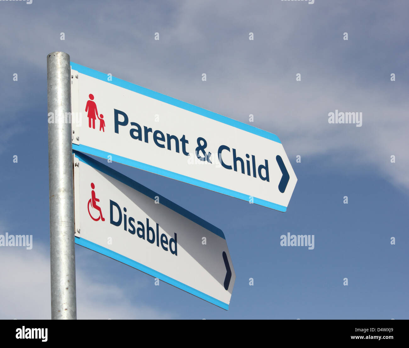 disabled and parent & child parking signs Stock Photo