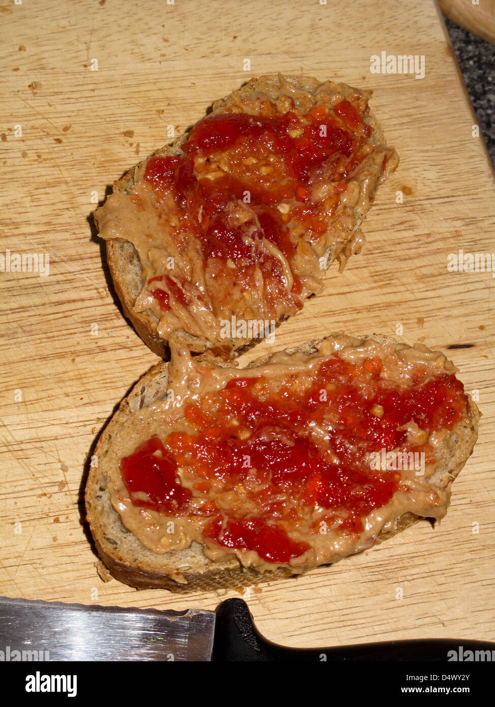 Bread with peanut butter and jelly Stock Photo Alamy