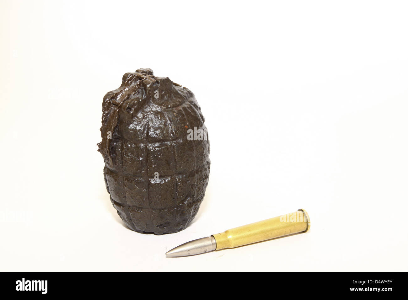 old grenade and bullet in cartridge casing Stock Photo Alamy