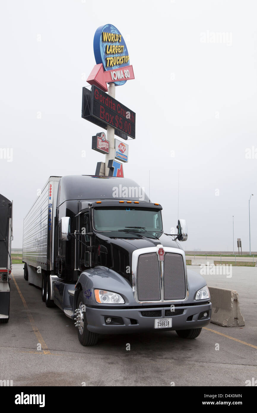 A truck parked at the worlds largest truckstop, Iowa 80, USA Stock Photo