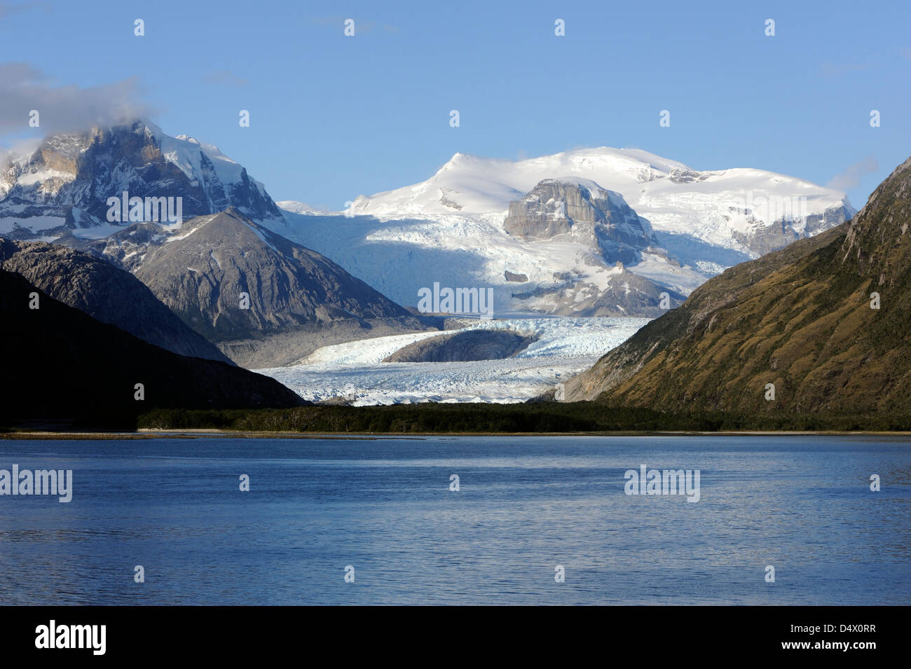 Glacier Alemania (Germany). The northwest arm of the Beagle Channel runs through the so-called Glacier Alley Stock Photo