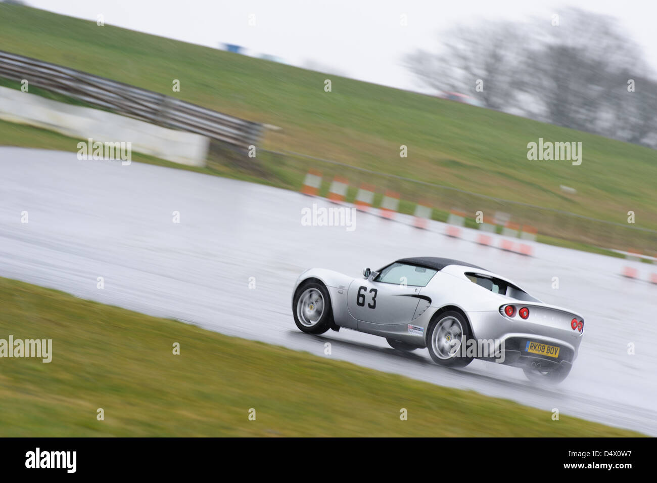 A car taking part in a Sprint motorsport event at Mallory Park Circuit. Stock Photo