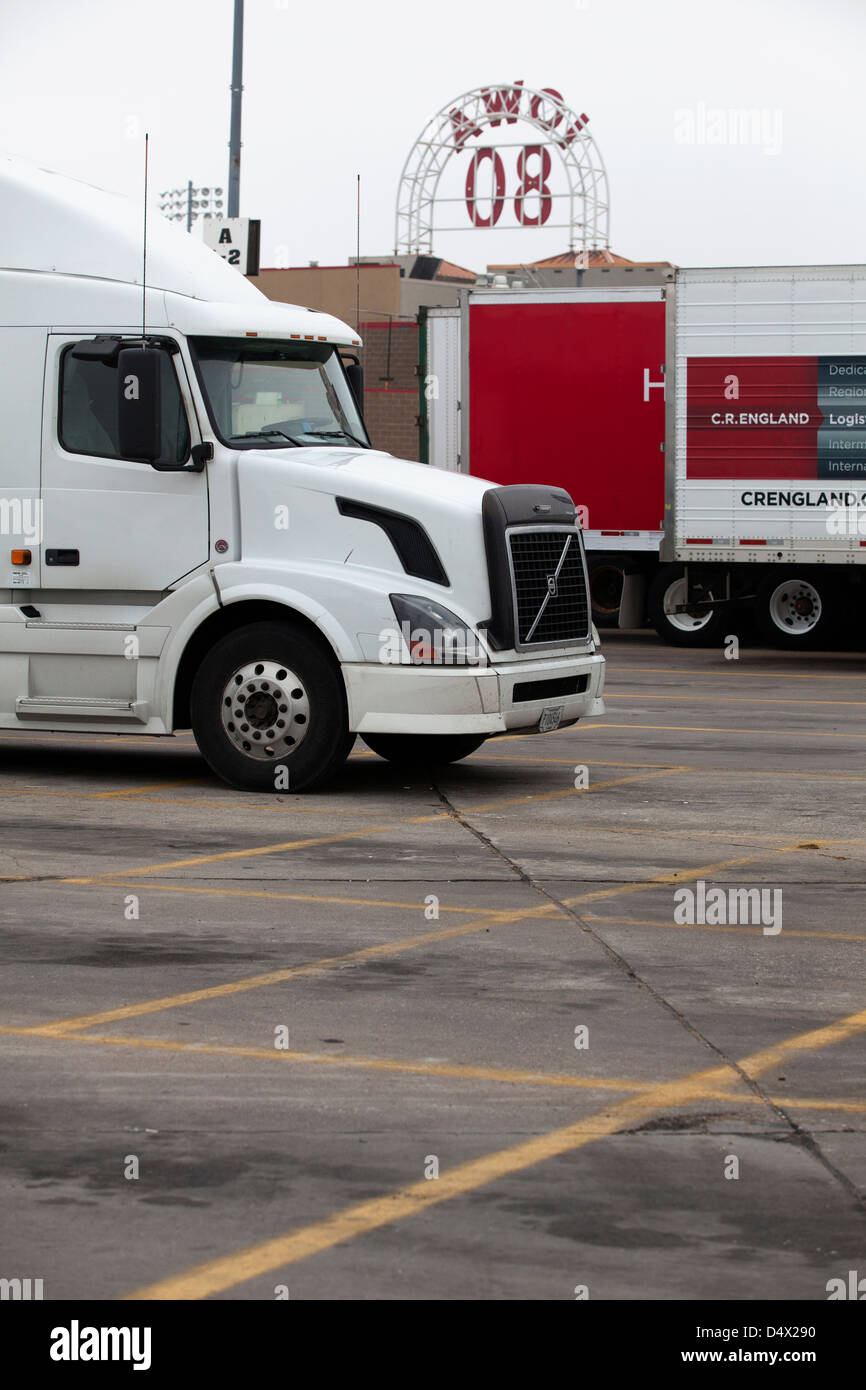 A truck parked at the worlds largest truckstop, Iowa 80, USA Stock Photo