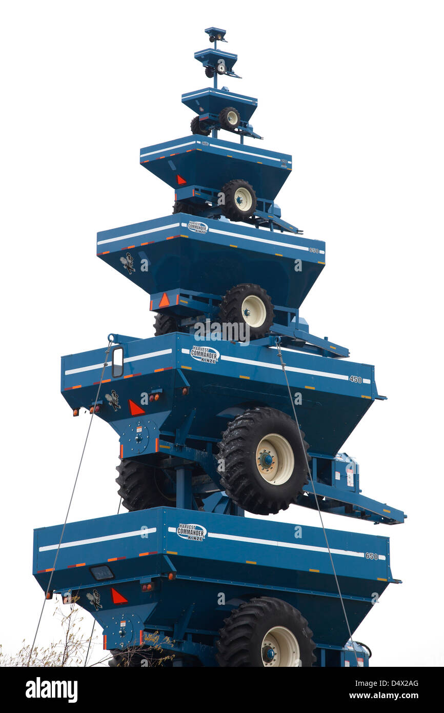 Grain cart stacked on top of each other, Williamsburg, Iowa, USA Stock