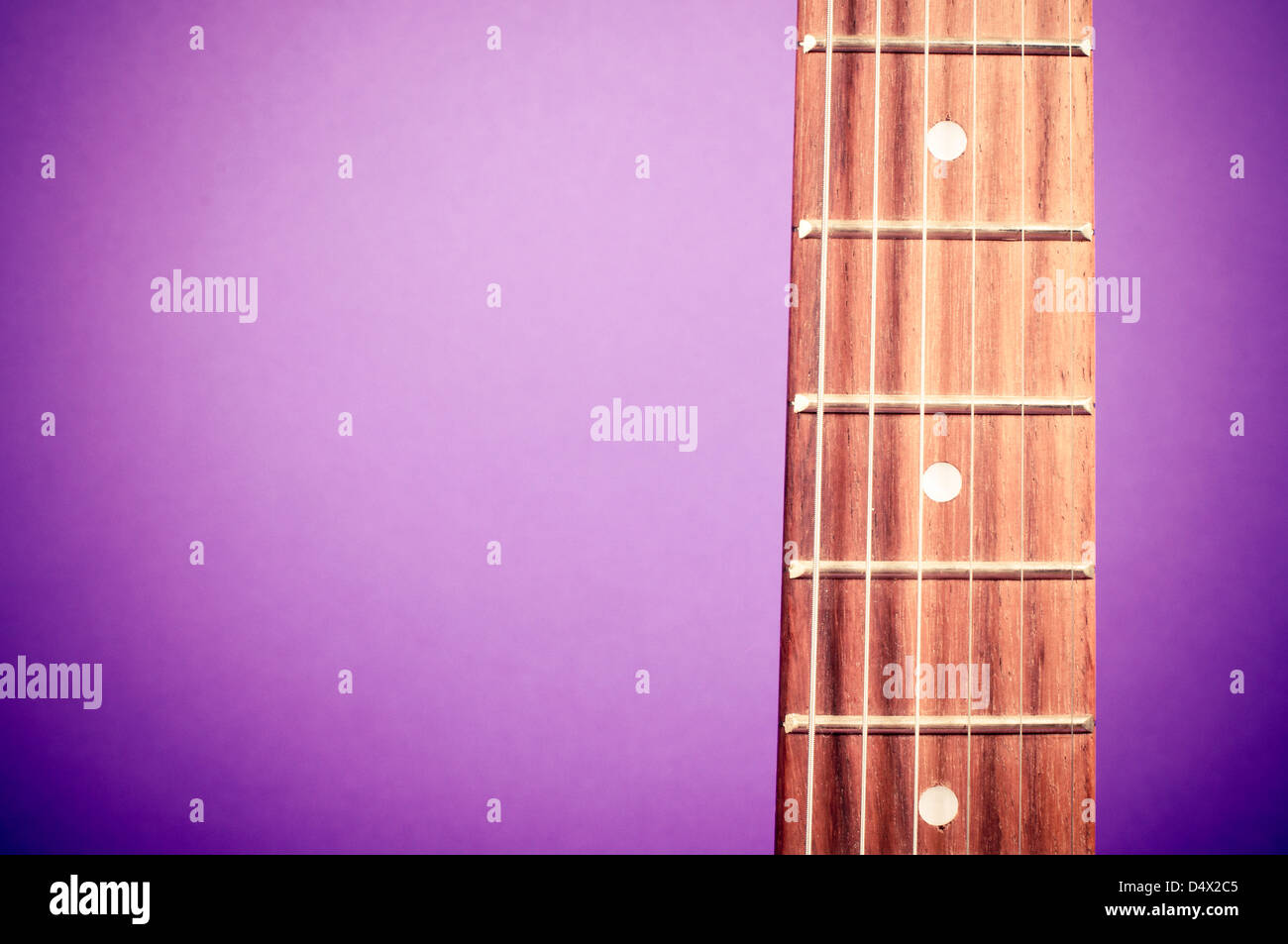 Electric guitar strings and frets Stock Photo Alamy