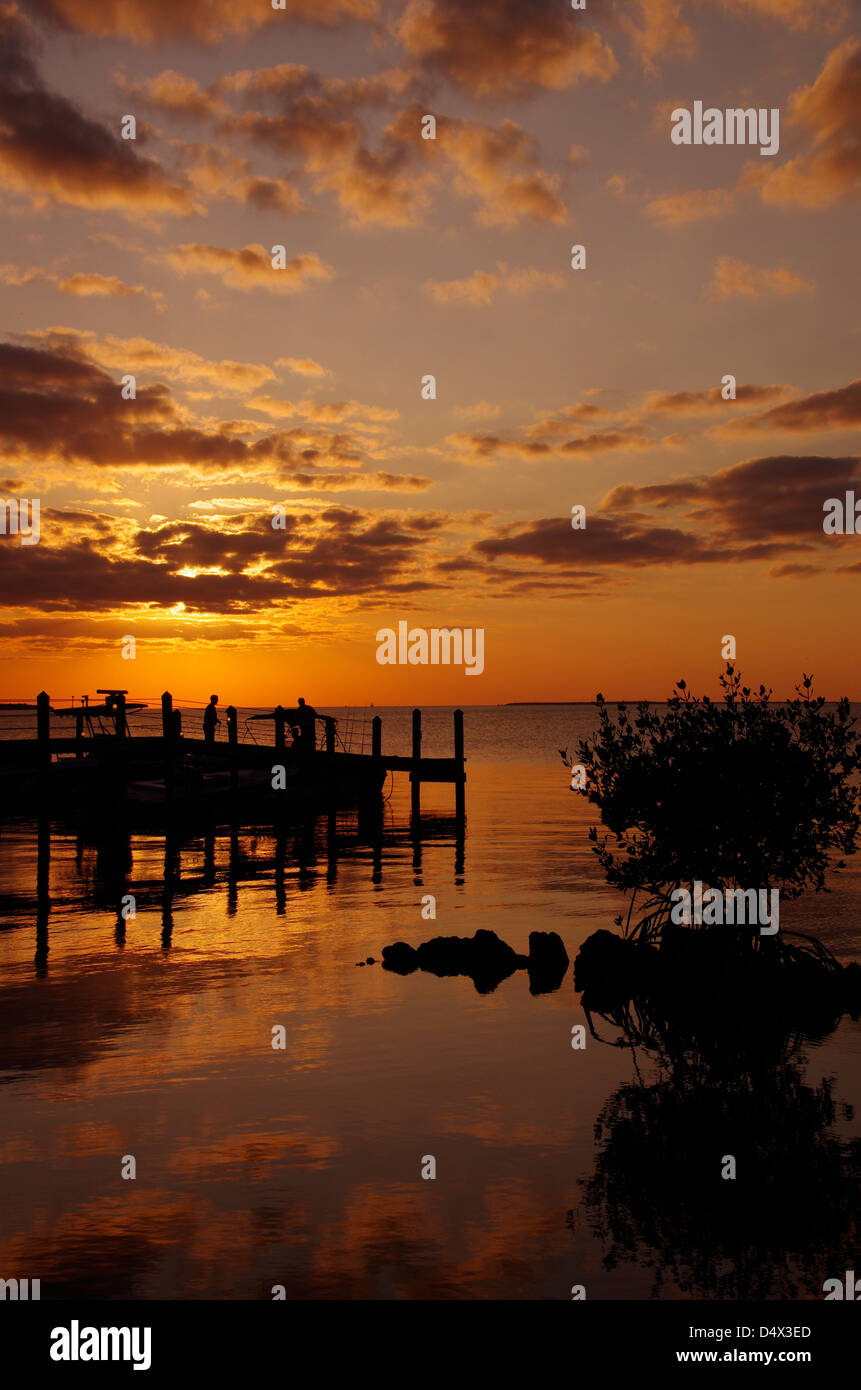 Dockside at Sunset in the Florida Keys Stock Photo
