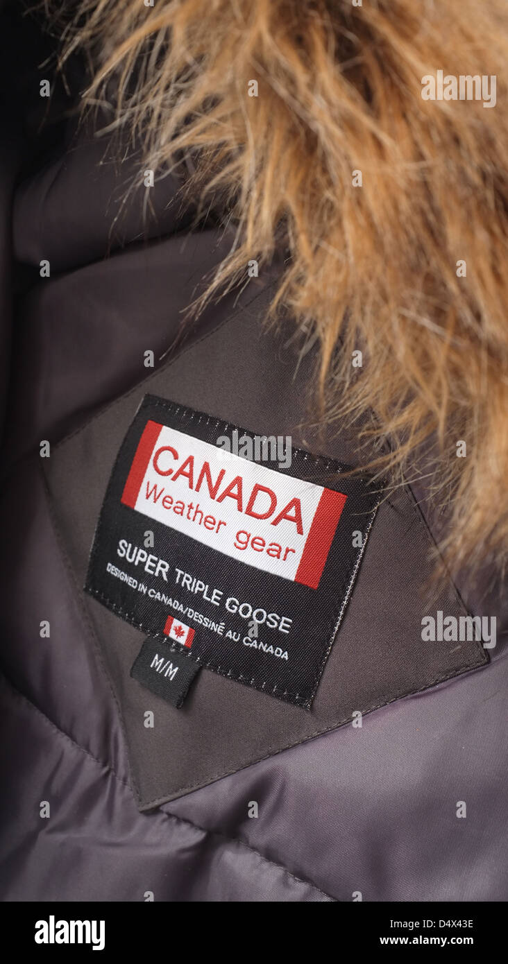A Label inside a Super Triple Goose winter jacket. The Canadian Press  Images/Lee Brown Stock Photo - Alamy