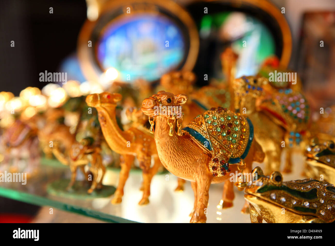 Small camel statues at market in Dubai, United Arab Emirates Stock Photo