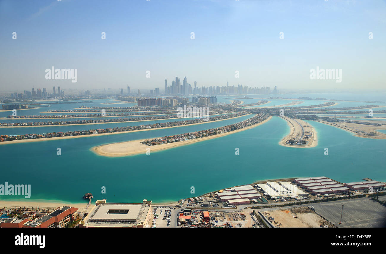 Aerial view of Palm Jumeirah in Dubai, United Arab Emirates Stock Photo