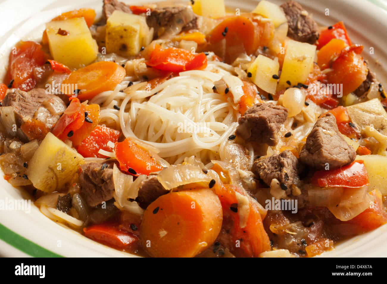 Lagman, Uzbek lamb and noodle stew Stock Photo