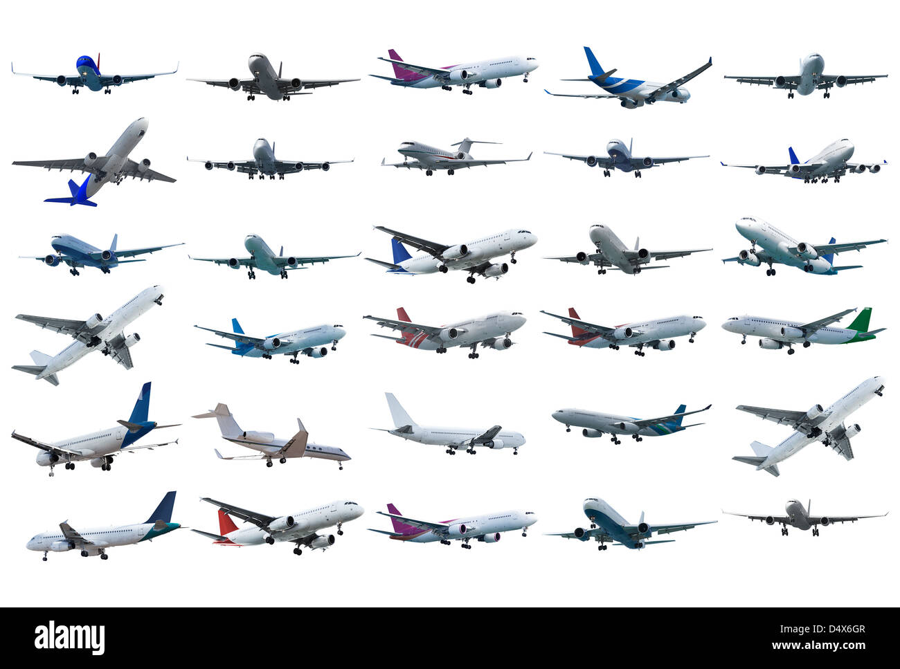 Real jet planes set. Isolated on white background Stock Photo - Alamy