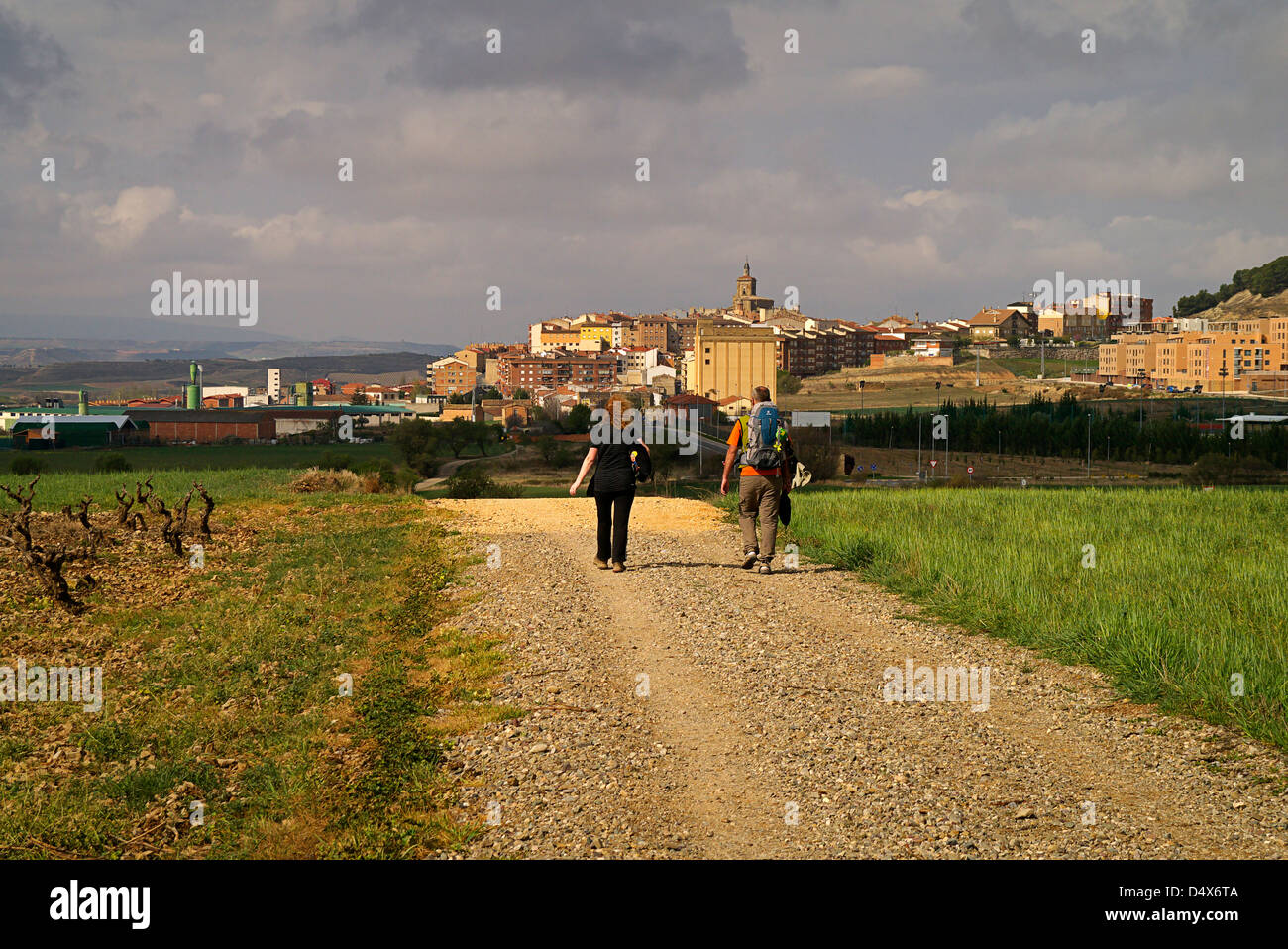 Entering Logrono on the Camino De Santiago De Compostela in Spain Stock Photo