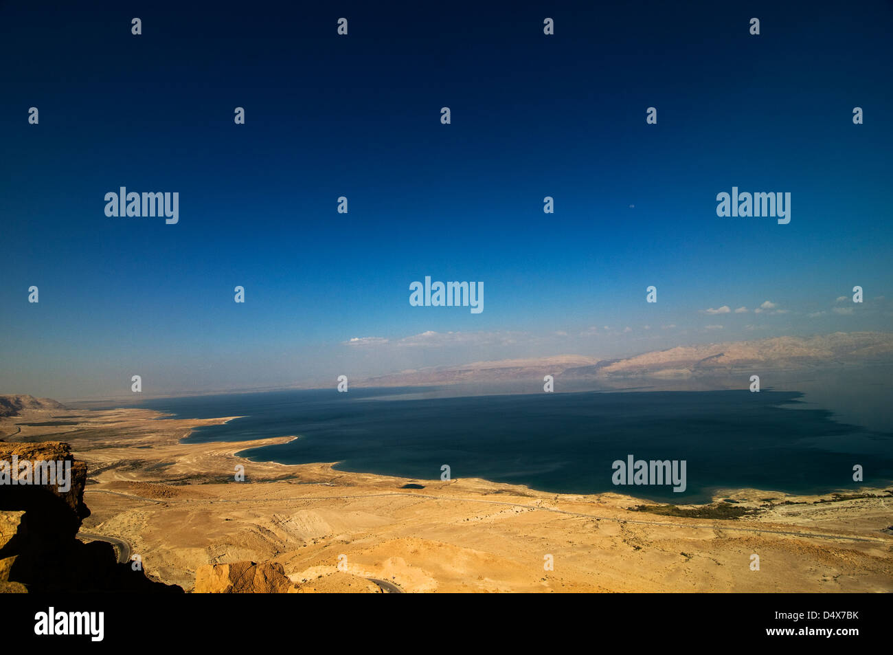 The beautiful Dead Sea as seen from the Judaean desert. Stock Photo